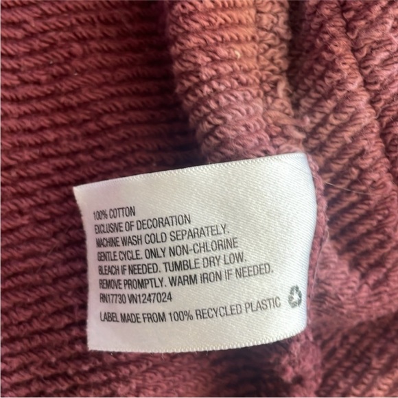 JoyLab Size Medium Maroon Tie Dye French Terry Cardigan Sweater. - Picture 4 of 5